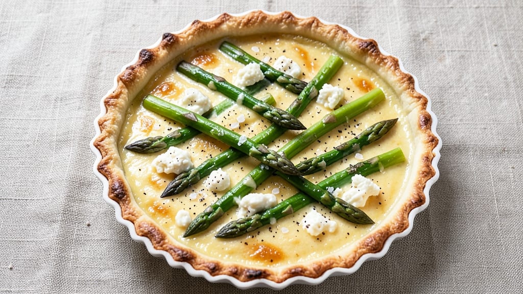 Asparagus and Goat Cheese Quiche Recipe: Flaky Crust Meets Herbed Cream Cheese Bliss