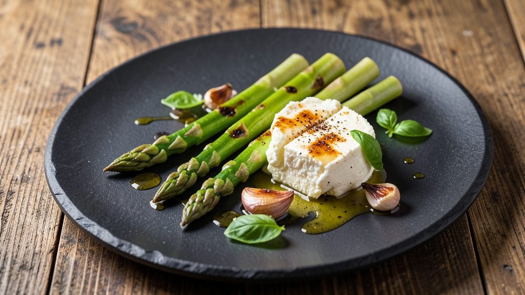 Asparagus With Goat Cheese Recipe: Charred Green Stems and Creamy Melty Bites