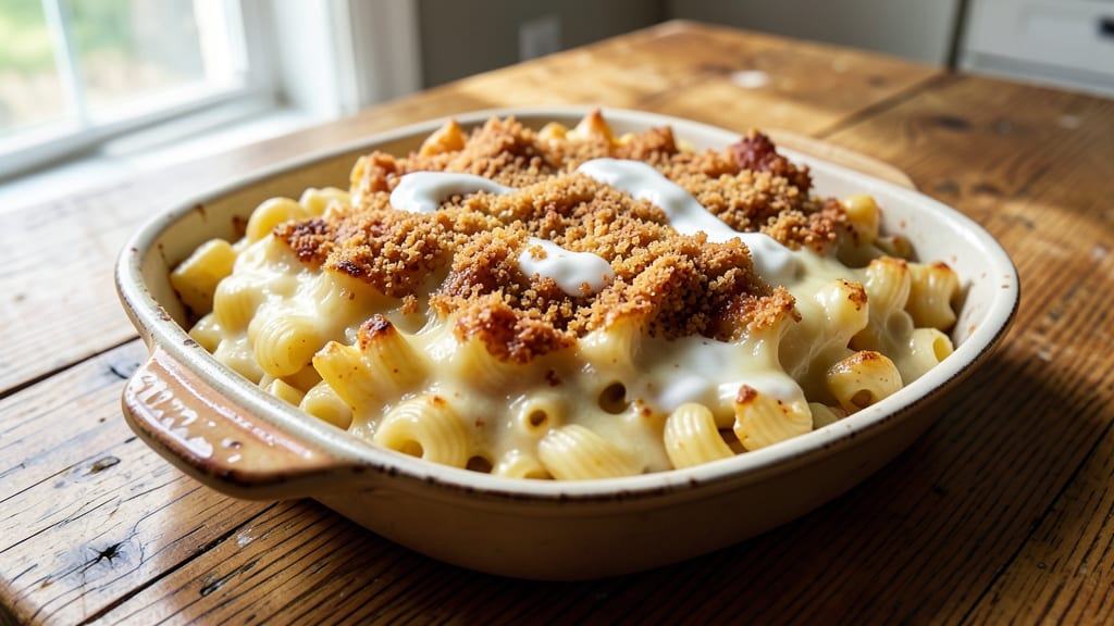 Old Fashioned Baked Macaroni and Cheese Recipe: Crispy Breadcrumbs Over Gooey, Pull-Apart Cheese
