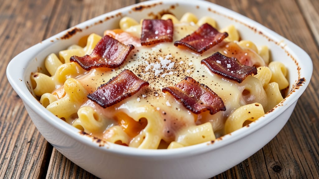 Pepper Belly Pete's Mac and Cheese Recipe: Smoky Bacon Crisp Top with Gooey Pull-Apart Cheese