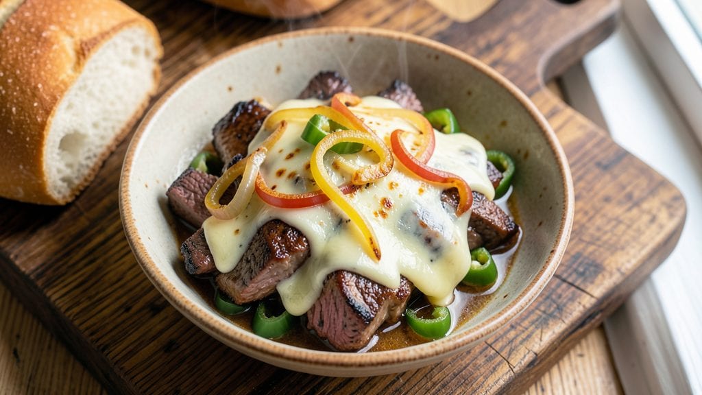 Traditional Philly Cheese Steak Recipe: Whiz Cooked Beef and Melted Cheese Sandwich